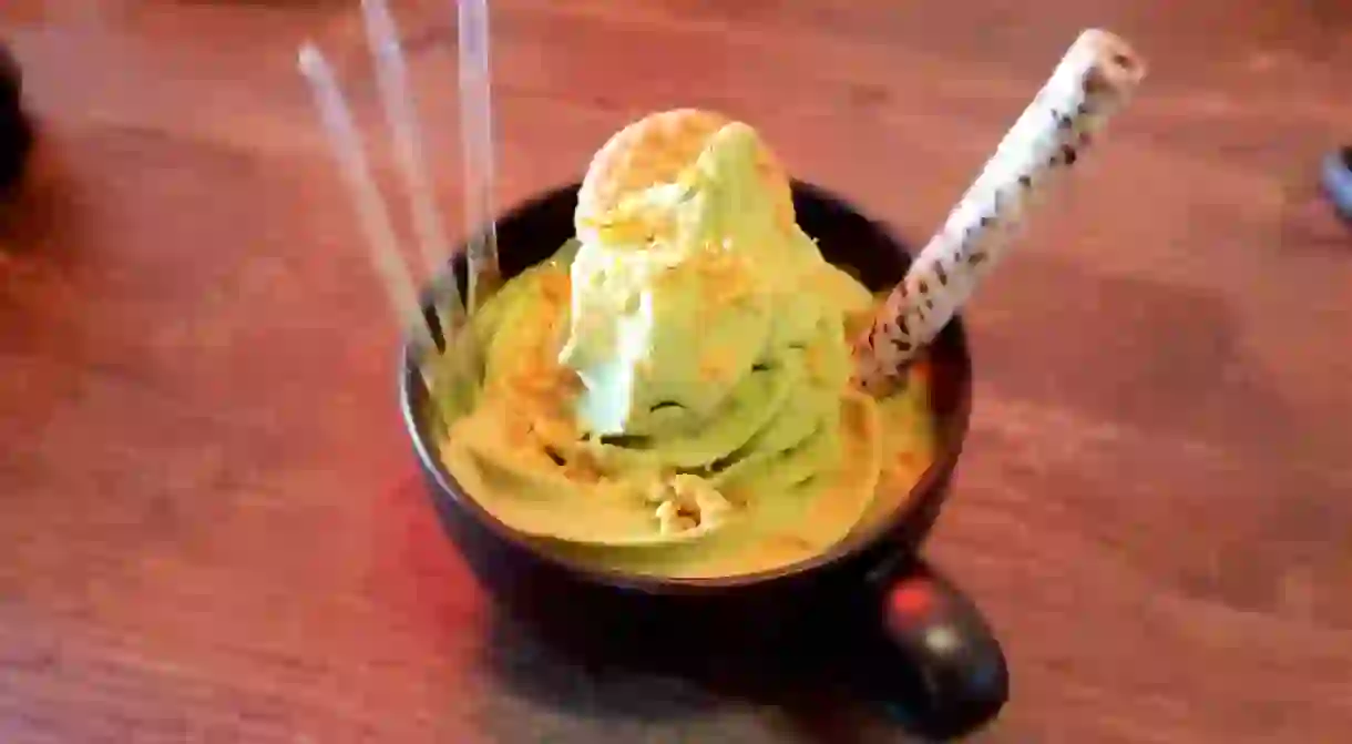 Soft- served matcha ice-cream