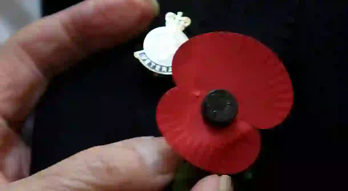 Poppies are worn in the run-up to Remembrance Day