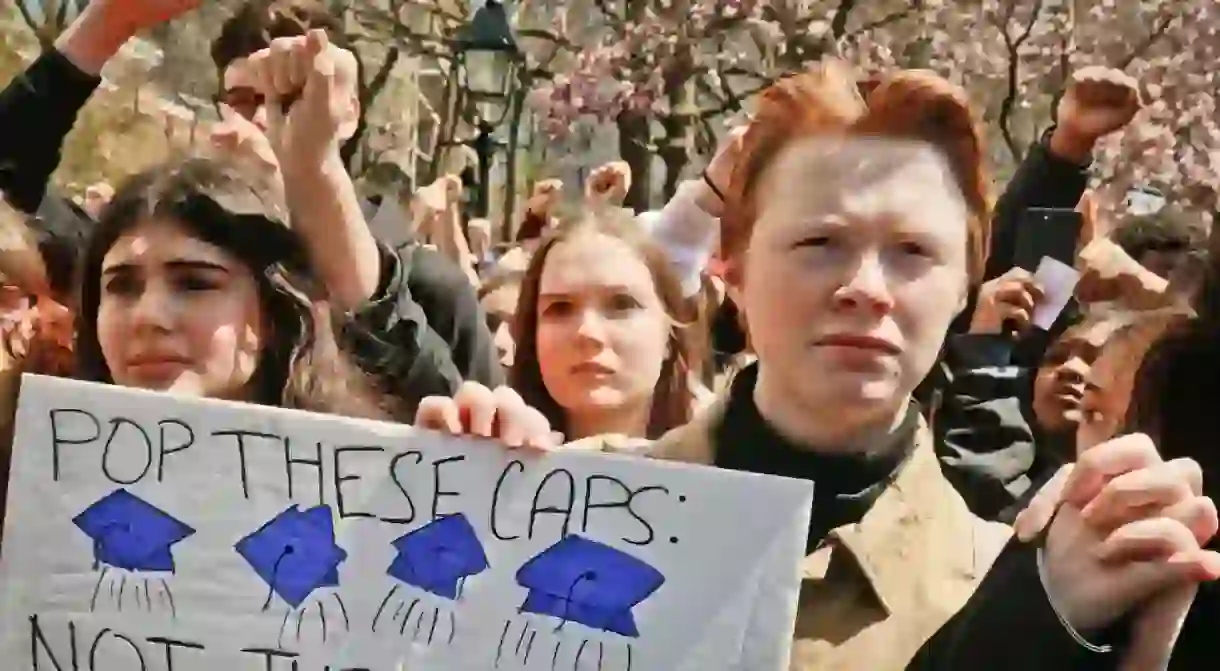 New York students join the nationwide school protest against gun violence, Washington Square Park, April 20, 2018