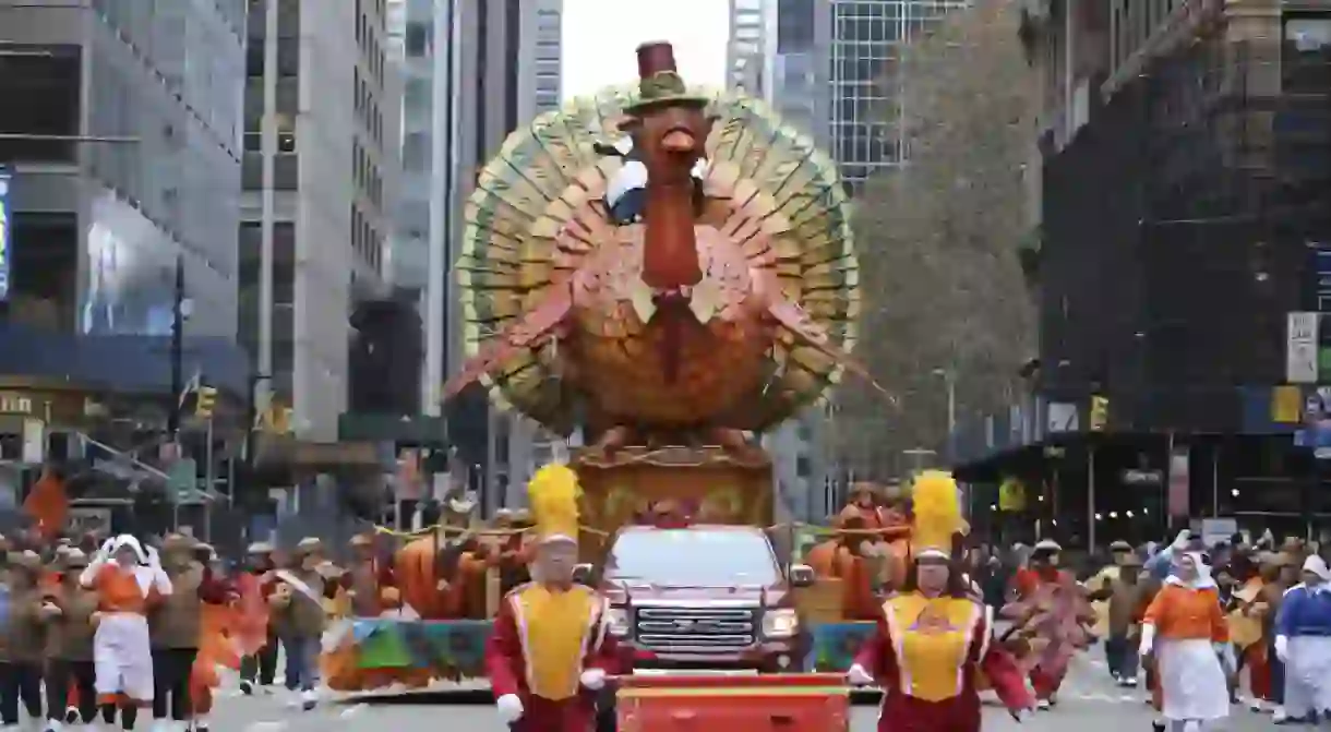 The Tom Turkey float at the 88th annual Macys Thanksgiving Day parade