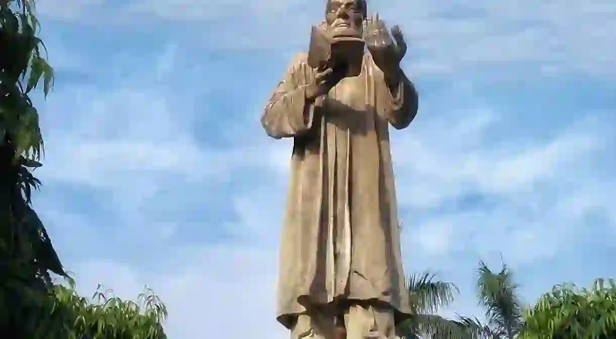 This statue of Mirza Ghalib stands in New Delhi