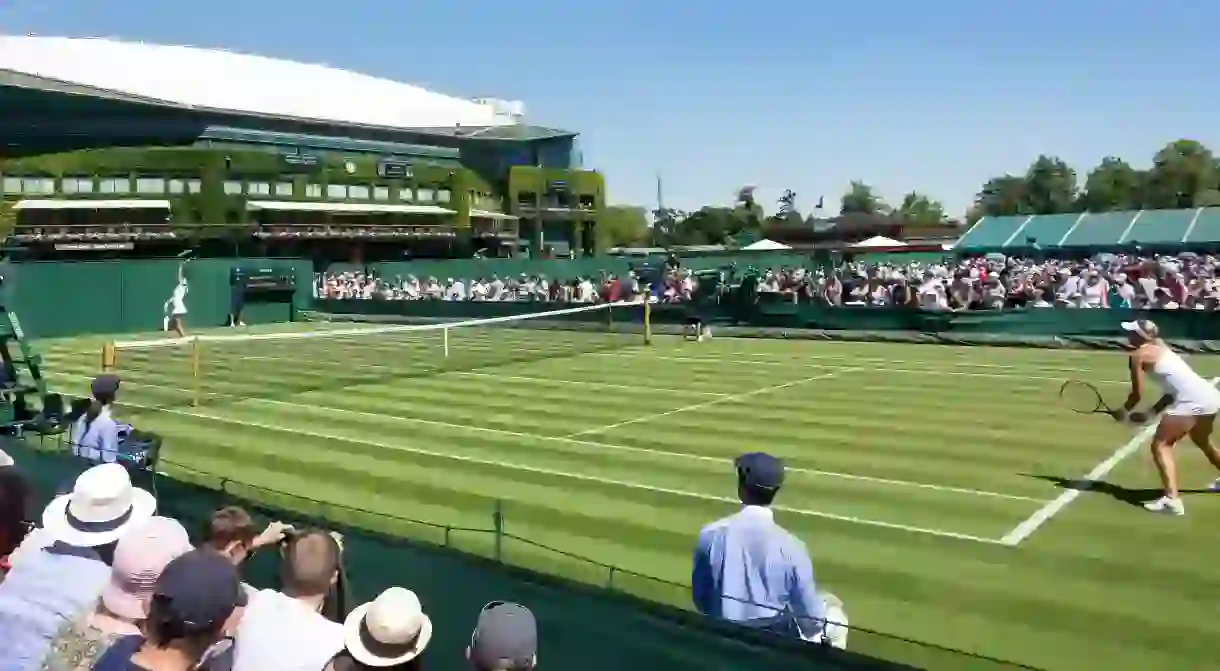 Womans match on outside court 8 at The Championships 2018, Wimbledon