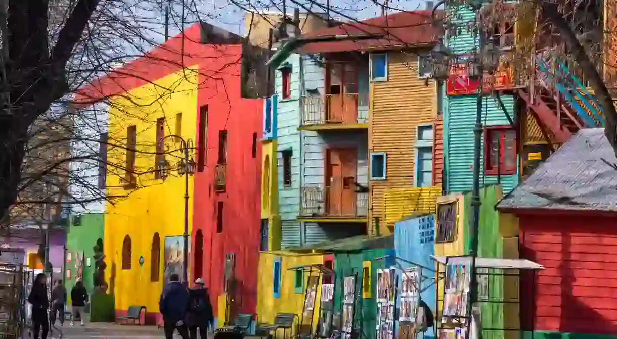 Caminito is street museum that comprises colorful painted houses in Buenos Aires