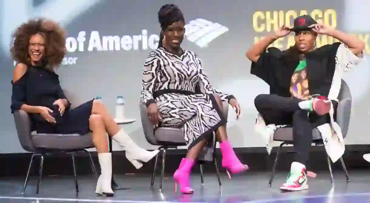 Mandatory Credit: Photo by Cindy Barrymore/REX/Shutterstock (9164741q) Elaine Welteroth, Bozoma Saint John, and Lena Waithe Chicago Ideas Week, Day 3, USA - 19 Oct 2017