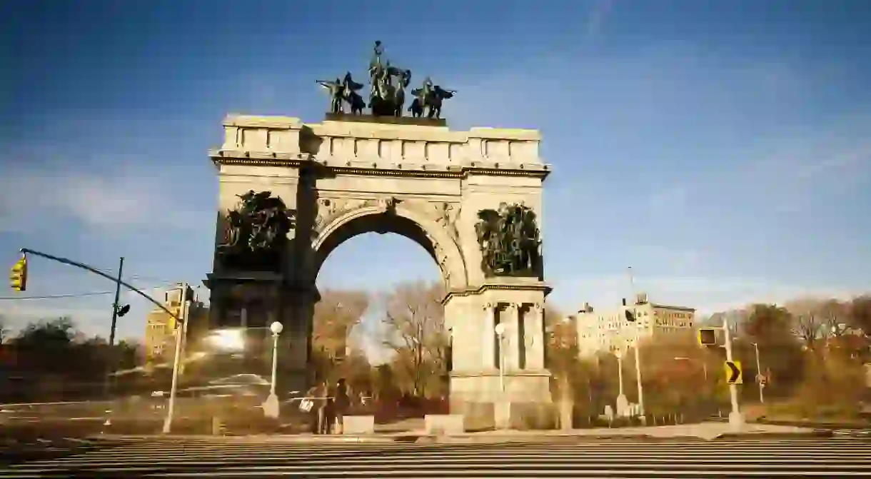 The Soldiers and Sailors Arch at the Grand Army Plaza in Brooklyn is a triumphal arch dedicated To the Defenders of the Union, 1861–1865