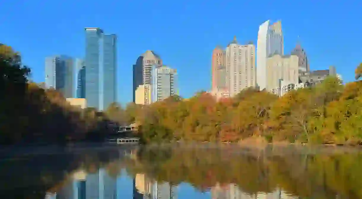 Midtown Atlanta, Georgia viewed from Piedmont Park in the autumn.