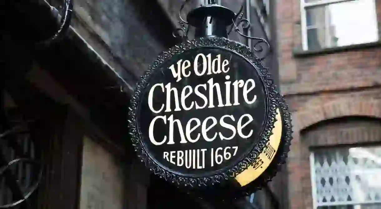 Ye Olde Cheshire Cheese is located on Fleet Street in London