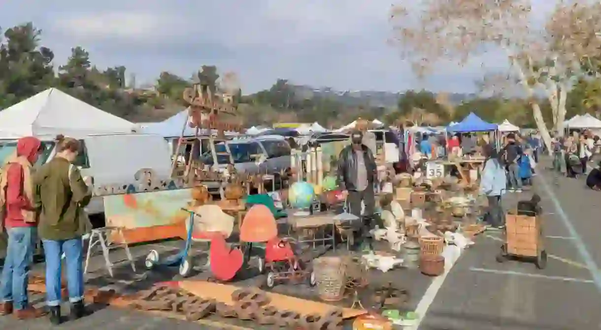 The Rose Bowl Flea Market is held in a sports stadium’s car park