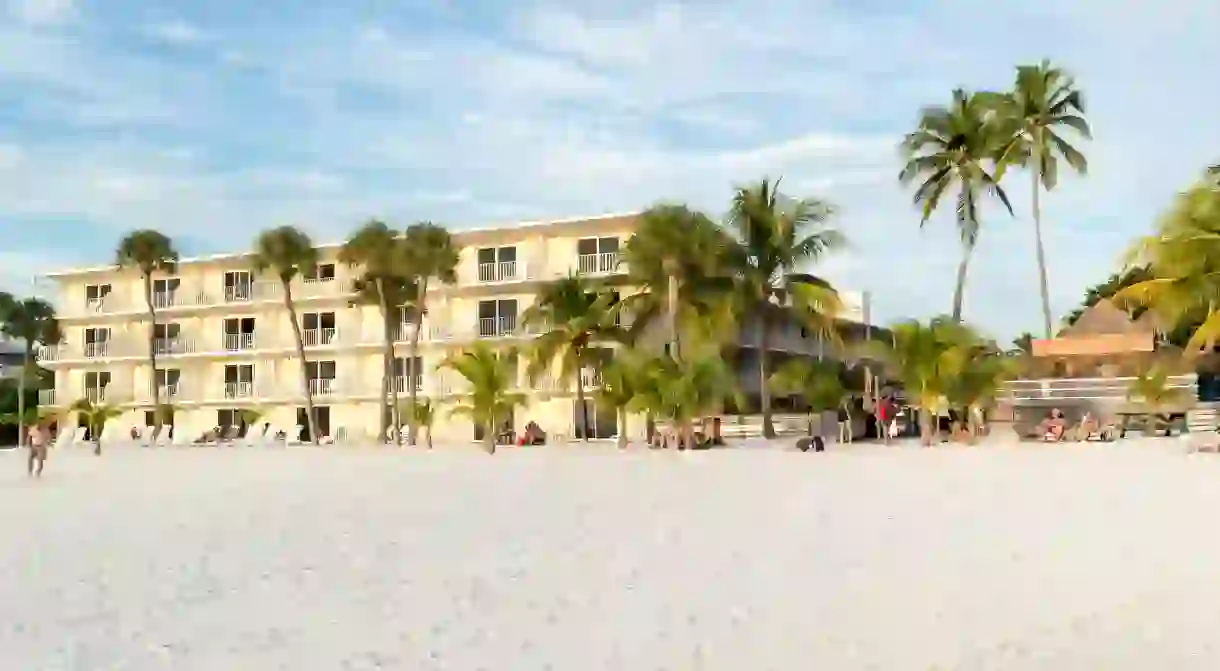 Fort Myers Beach on Estero Island at west coast of Florida.