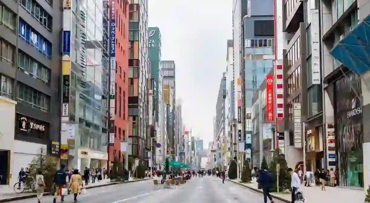 Chuo-dori Street is a shoppers paradise in Ginza, Tokyo