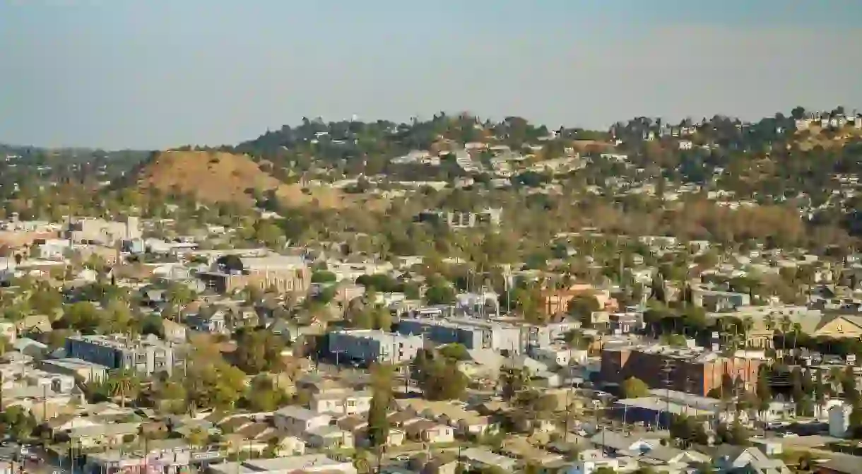 Aerial view of Highland Park, Los Angeles, California