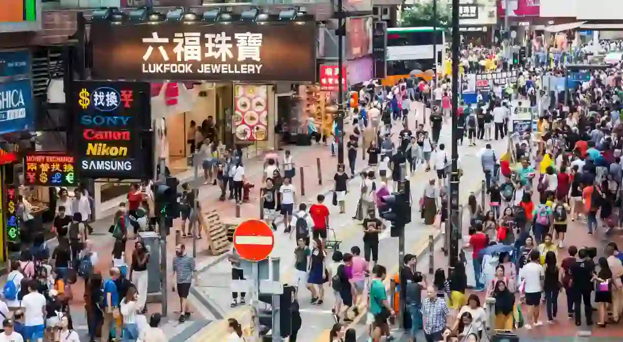 Crowds of shoppers in Hong Kongs Causeway Bay