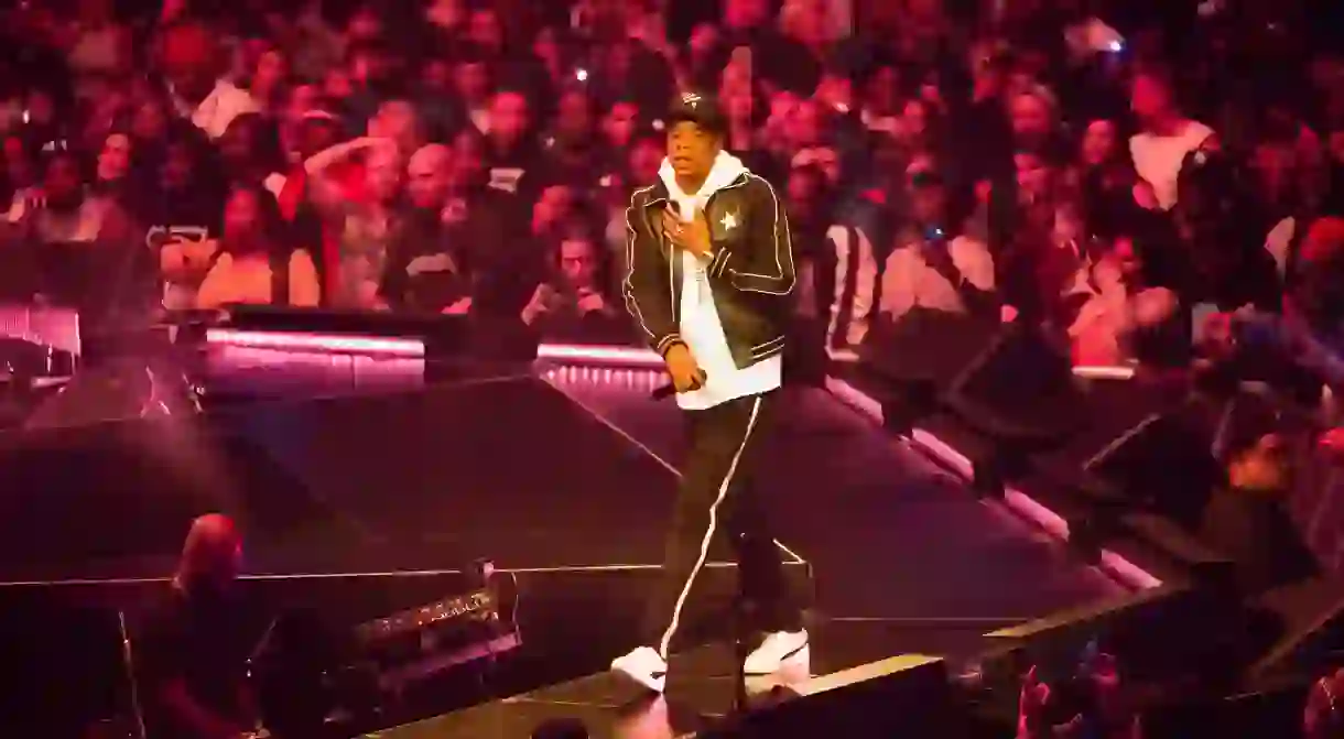 Jay-Z performs at Barclays Center in Brooklyn, New York