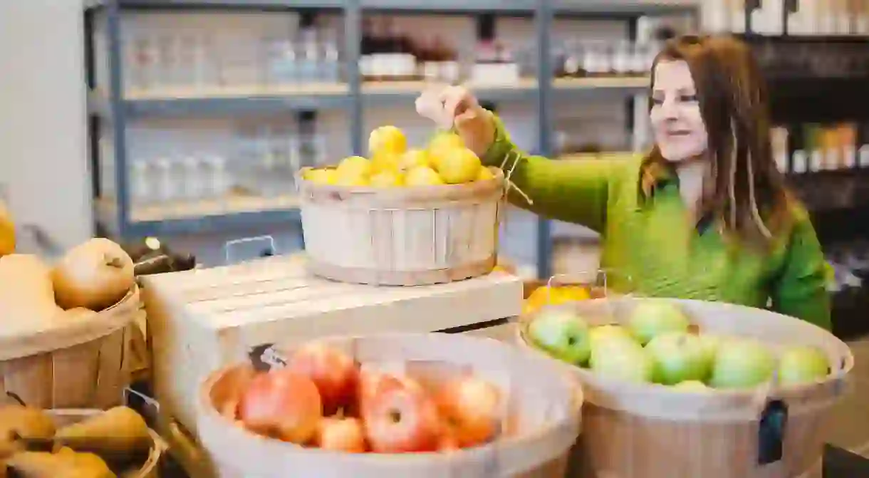 Precycle founder Katerina Bogatireva shows off some produce