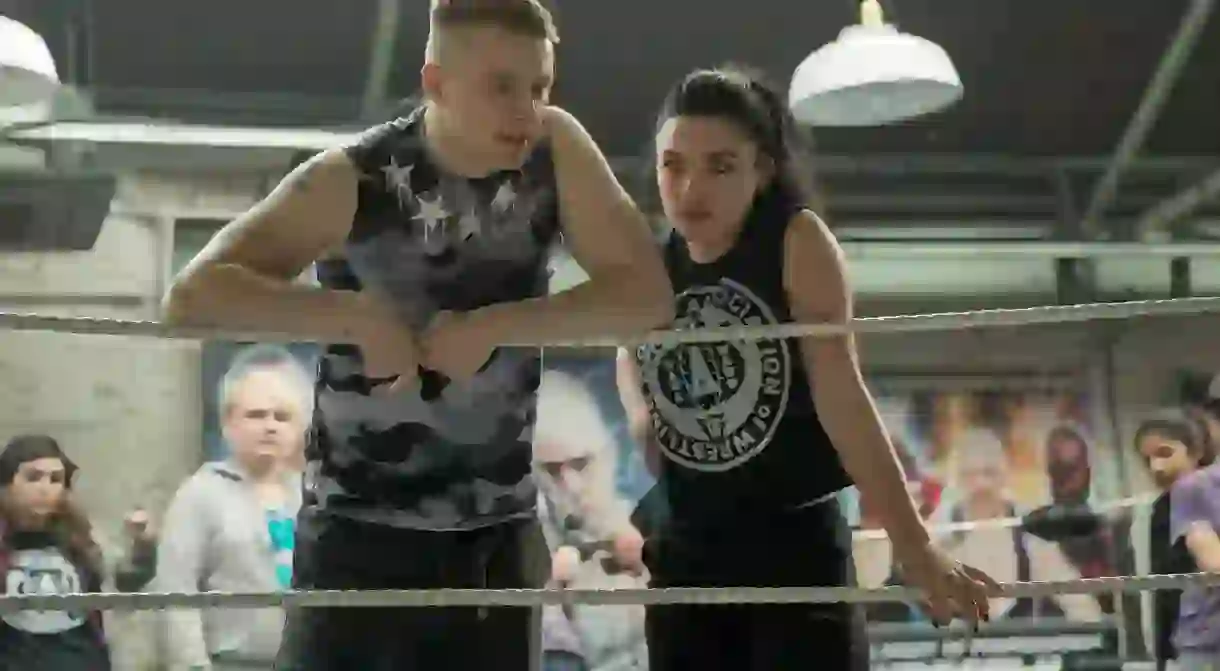 Jack Lowden and Florence Pugh play wrestling siblings Zak and Paige