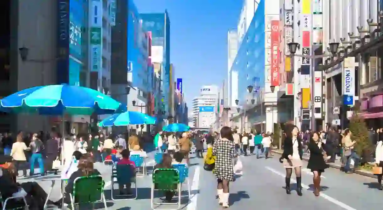 Ginza’s most prominent shopping street is the Chuo-dori