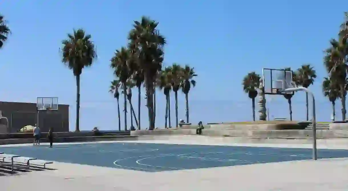 Basketball court on Venice beach, California