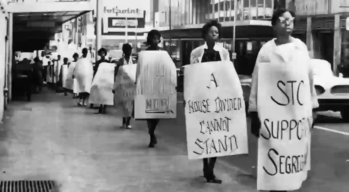 Civil rights protesters march in Atlanta in 1960