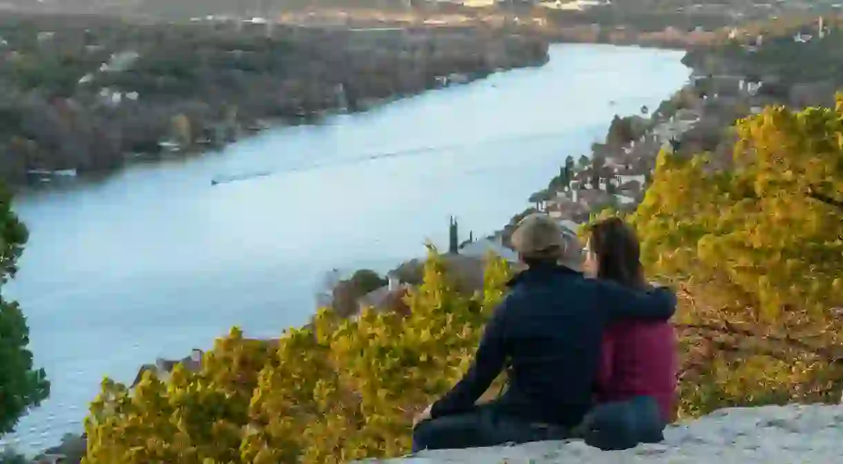 Catching Sunset in Austin, Texas at Mount Bonnell overlooking the river