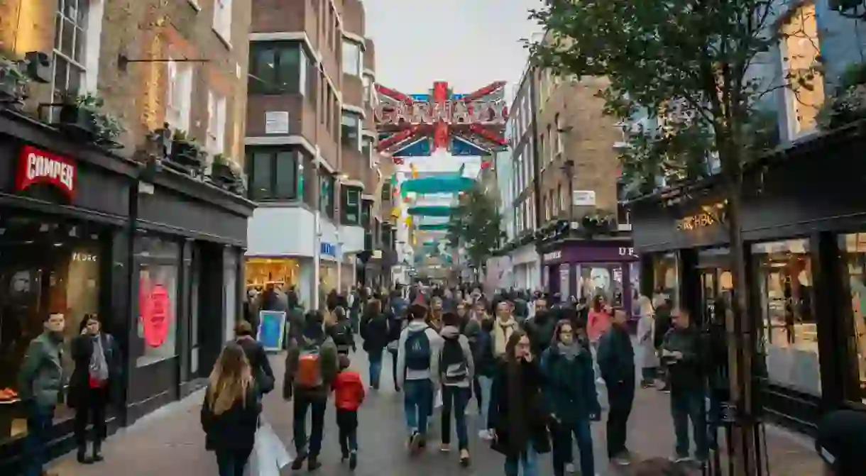 Carnaby Street is one of London’s main entertainment thoroughfares