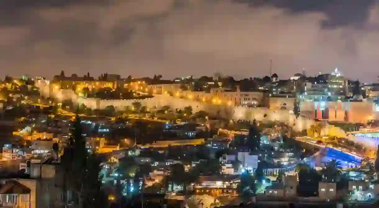 Night view of cityscape of Jerusalem, Israel.