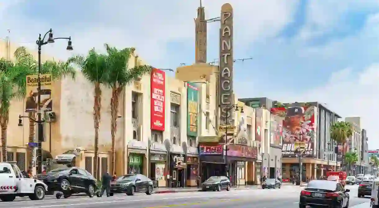 Famous Hollywood Boulevard and the Avenue of Stars in Hollywood, Los Angeles, California, USA.