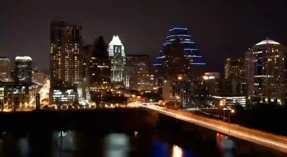 Downtown Austin glows at night