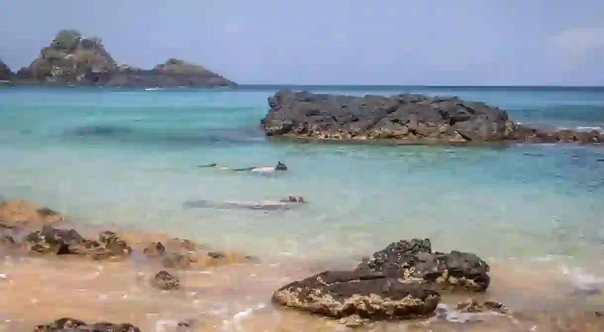 People Snorkeling at Praia do Sancho Beach, Fernando de Noronha, Brazil