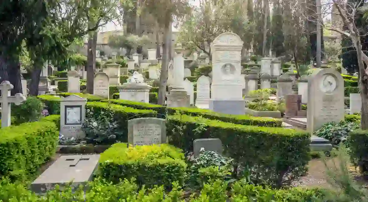 The Cimitero Acattolico in Rome is the resting place of English poets John Keats and Percy Bysshe Shelley