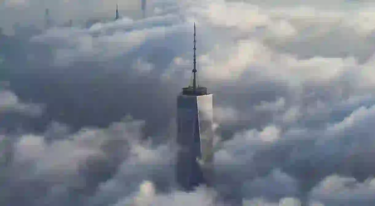 One World Trade Center rises above the clouds