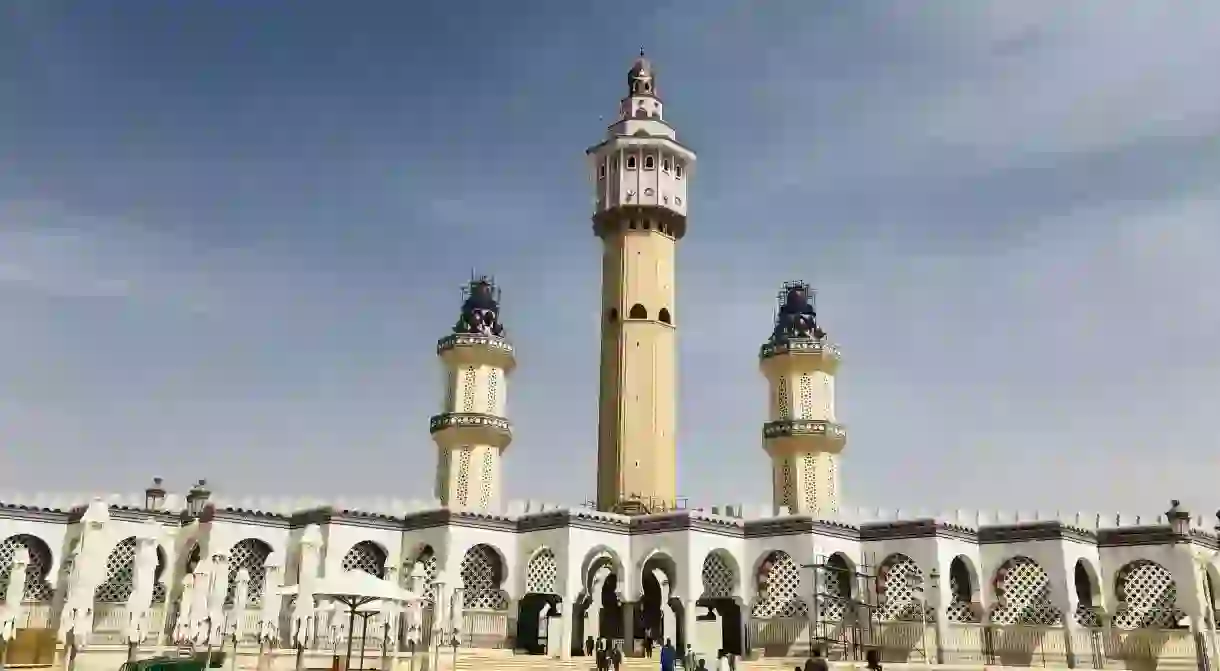 The marble courtyard of Toubas Great Mosque holds up to 60,000 worshippers during Friday prayers