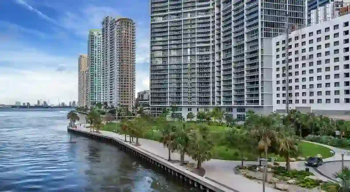 The Miami Circle sits along the Miami River in downtown Miami