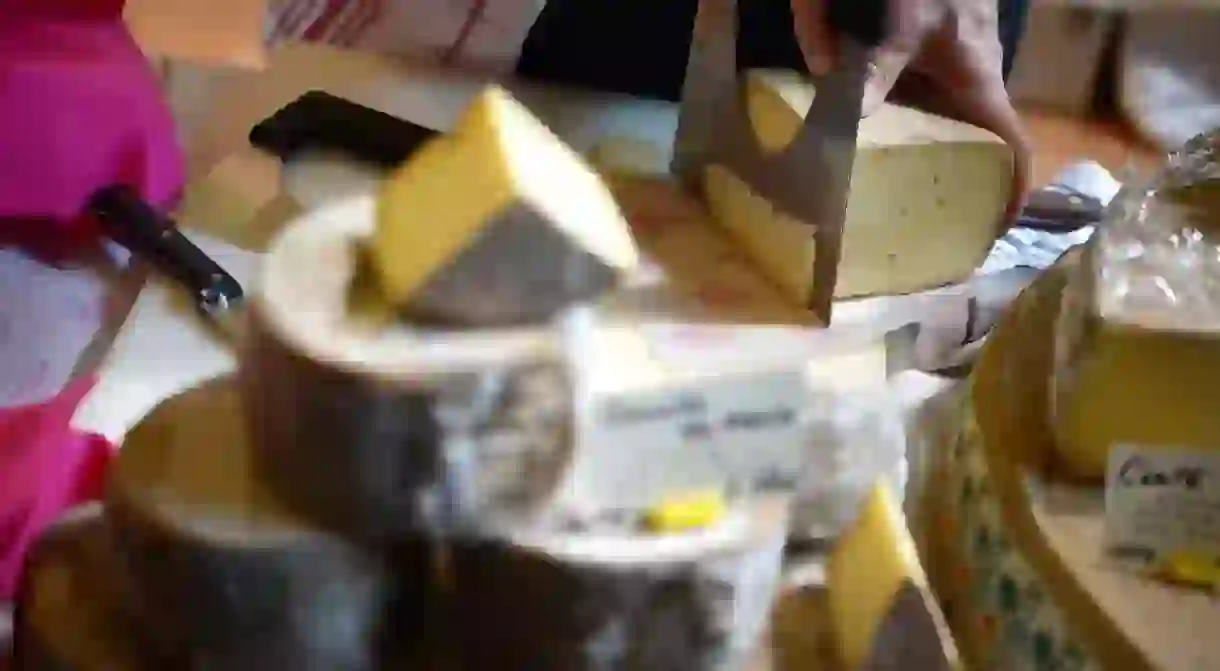 Cheeses on display at Cheese Berlin, Markthalle Neun