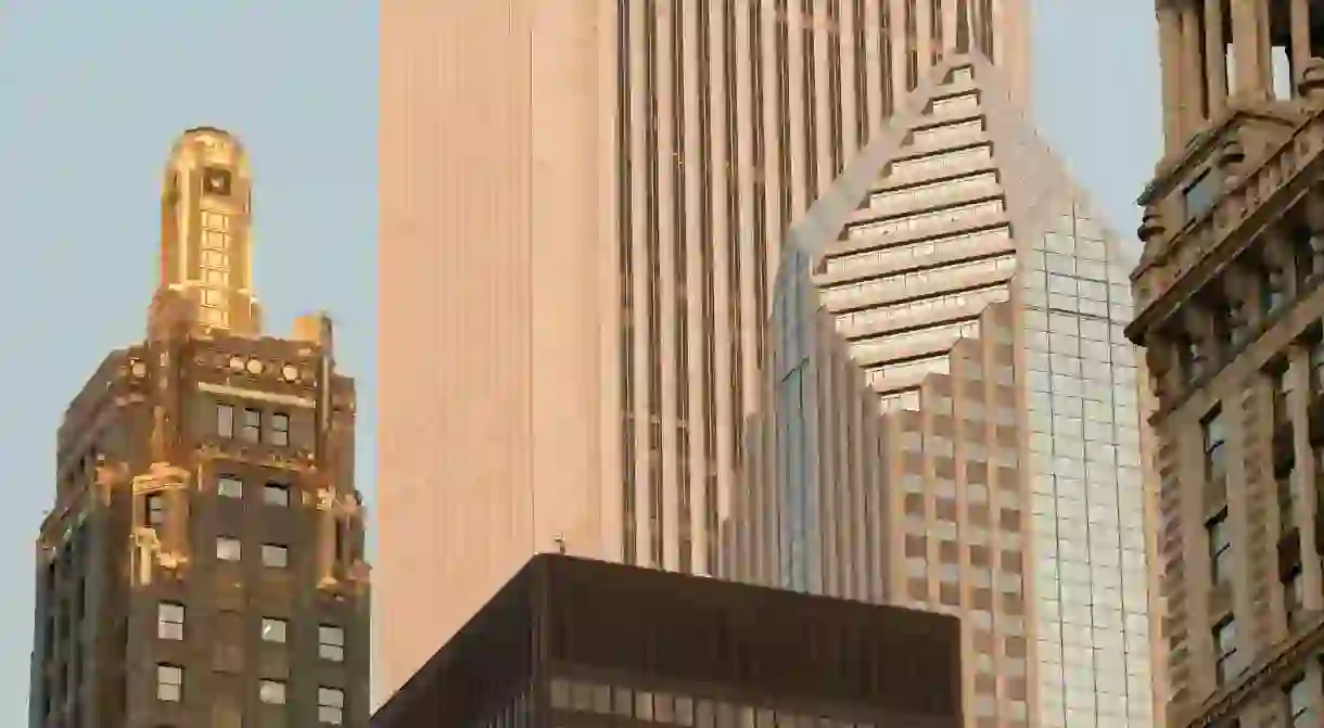 The lavish Carbide and Carbon Building stands on Michigan Avenue