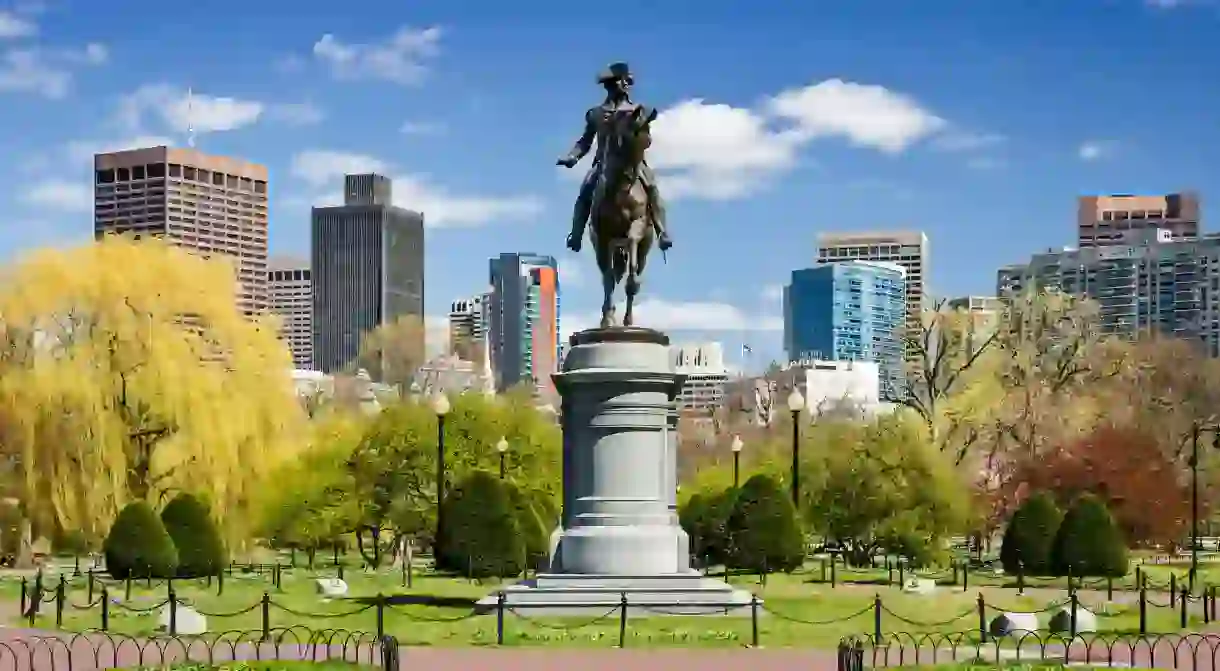 Boston, Massachusetts at the Public Garden in the spring time