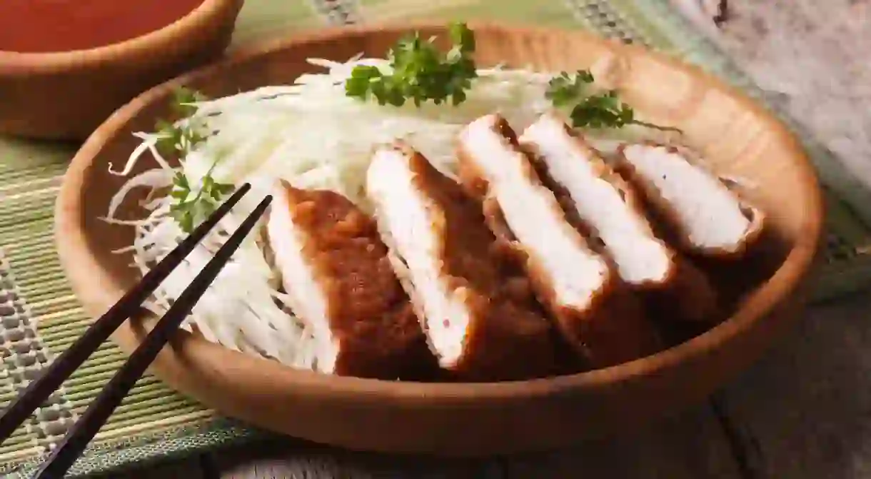 Japanese breaded tonkatsu with cabbage