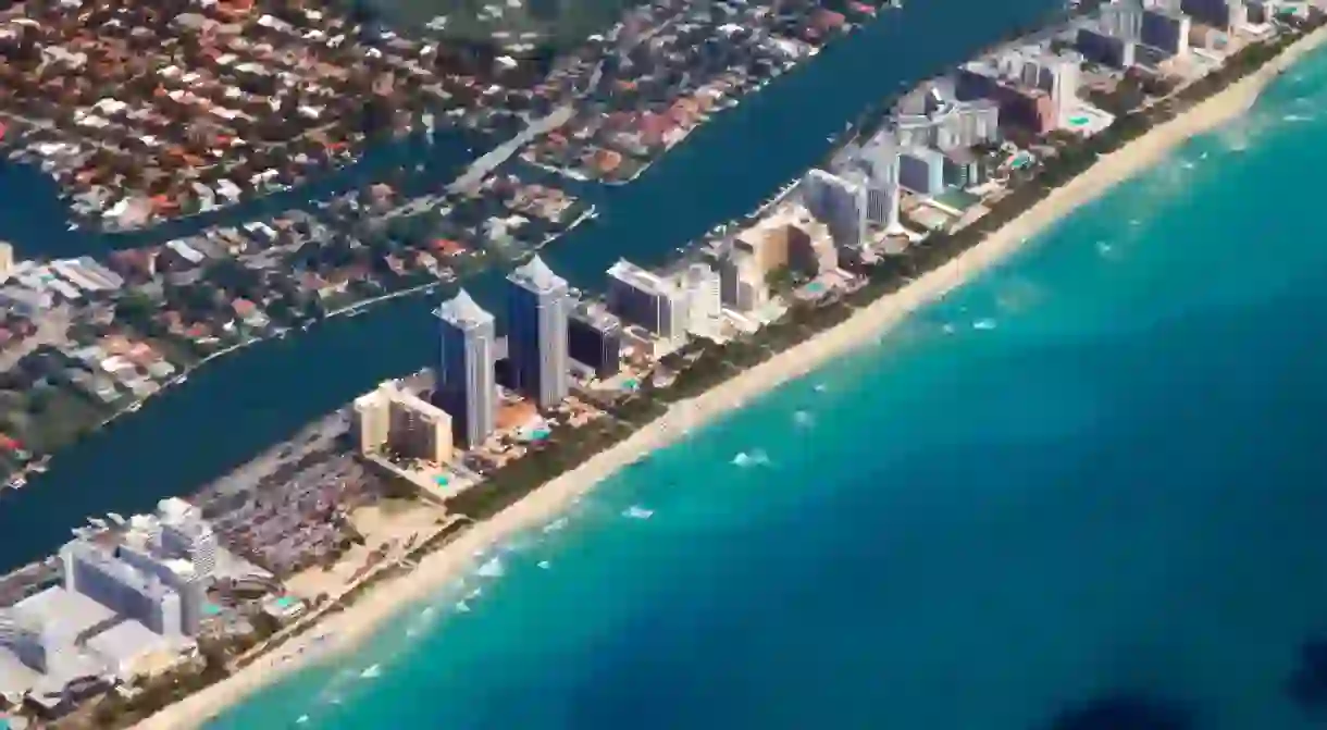 Miami coastline seen from high altitude