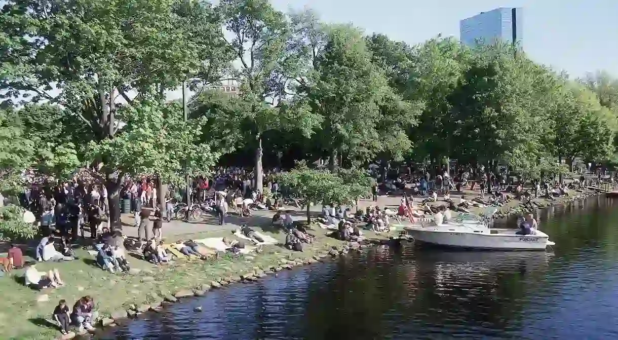 The Charles River Esplanade in Boston attracts residents and tourists alike