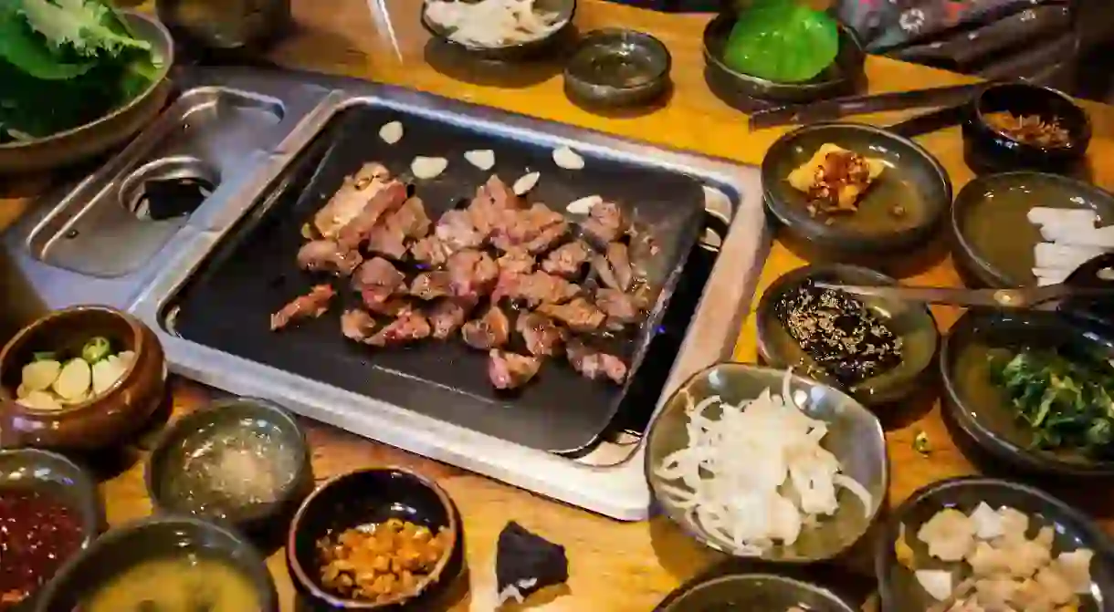 Korean barbecue and side dishes