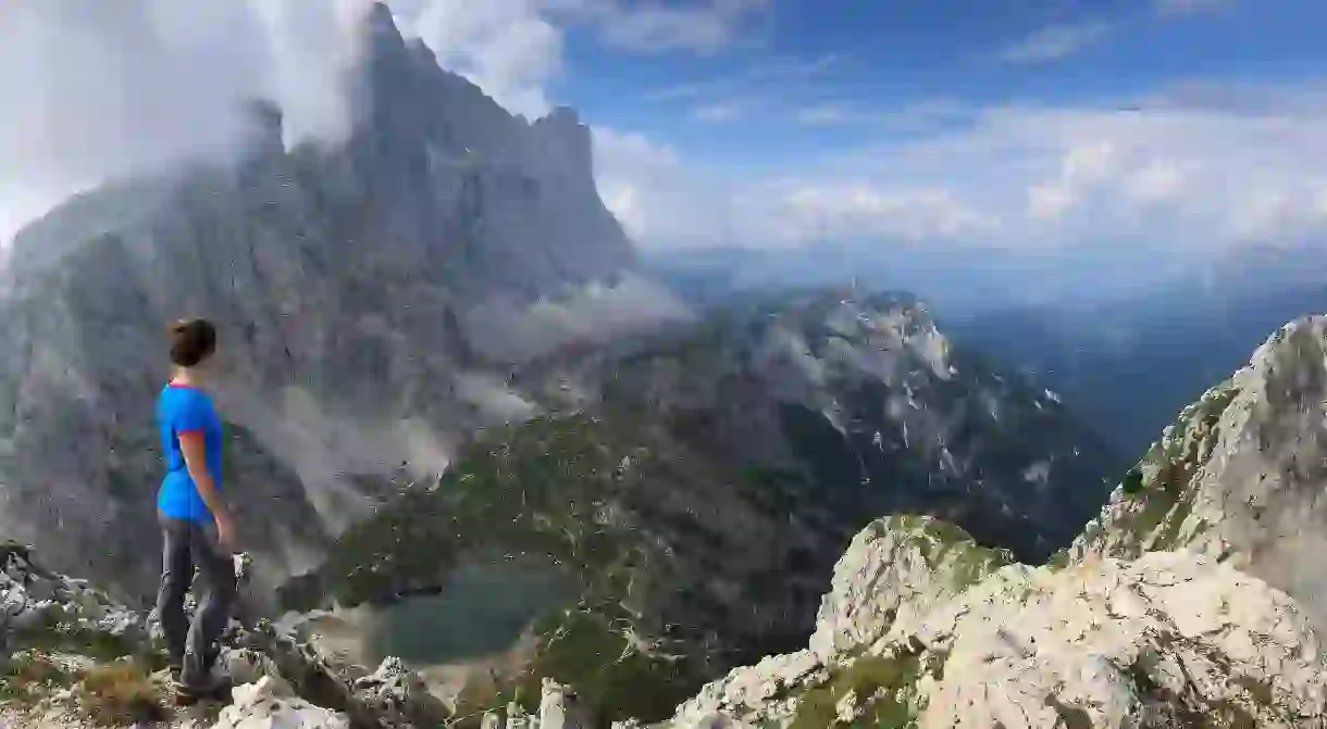 Hike in the Dolomites for a breathtaking view over Lake Coldai