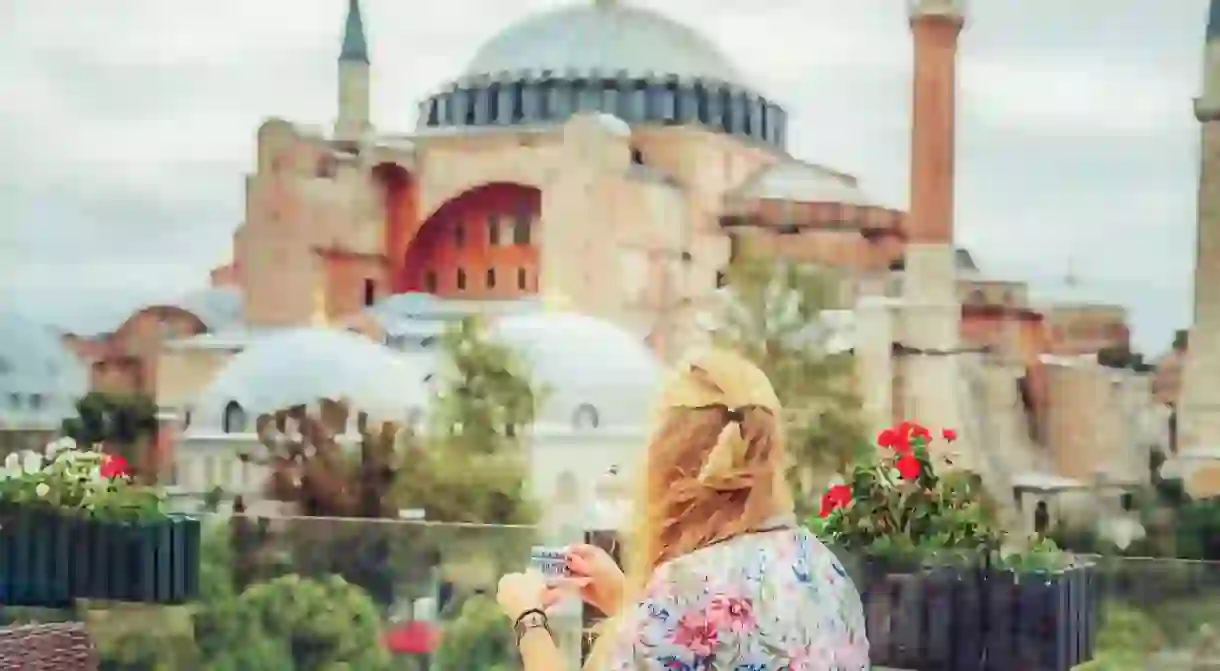 Enjoy Turkish coffee while taking in the sights of Istanbul