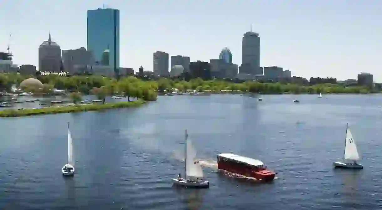 A duck boat tour will take you from Boston’s streets into the Charles River