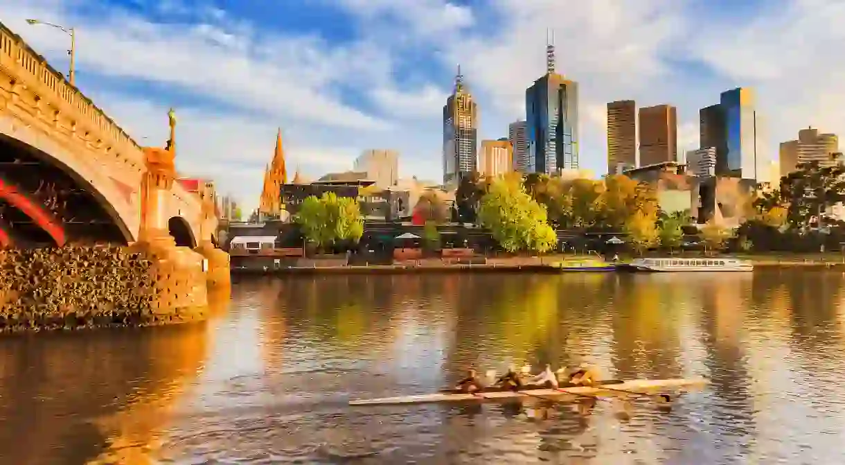 Golden morning sunlight over Melbourne