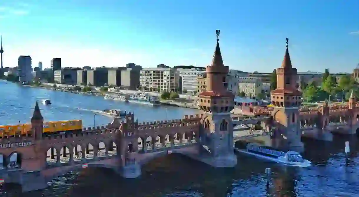 The Oberbaum Bridge links the Berlin neighbourhoods of Friedrichshain and Kreuzberg