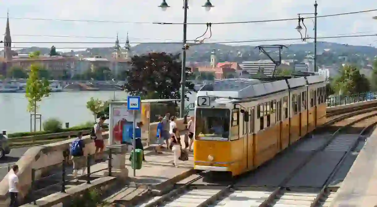 Budapest’s No. 2 tram route uses Communist-era trams