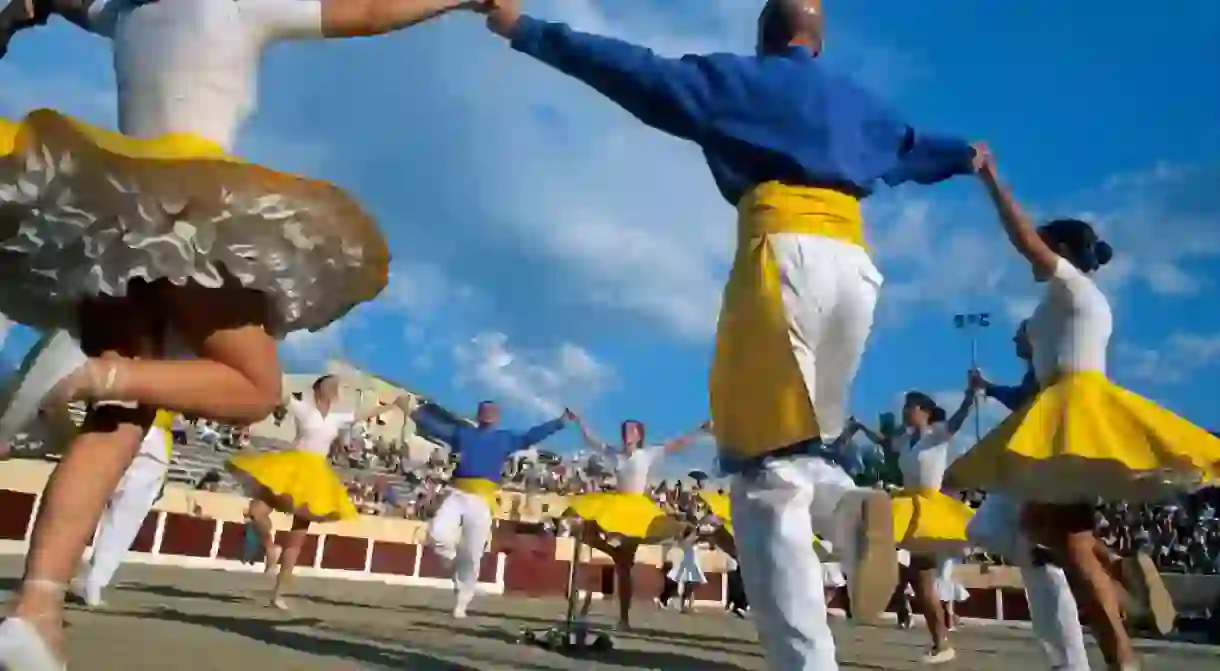 Dancers dancing the Sardana