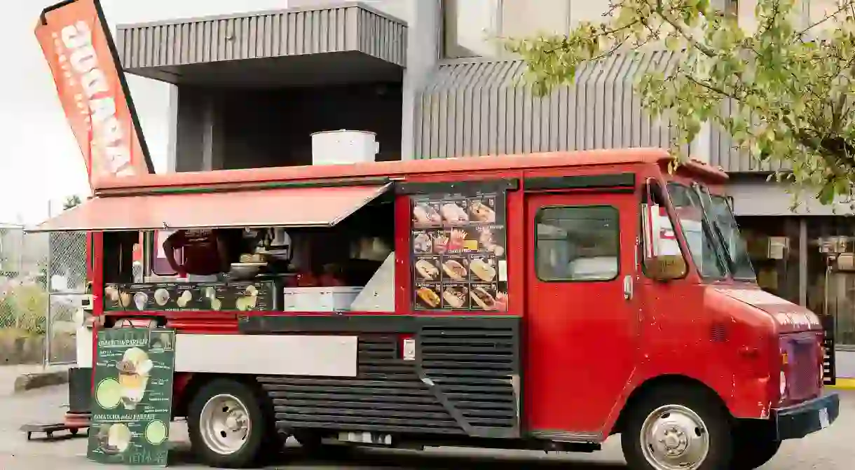 The Japadog food truck rolls throughout Vancouver, offering a Japanese take on a Western staple