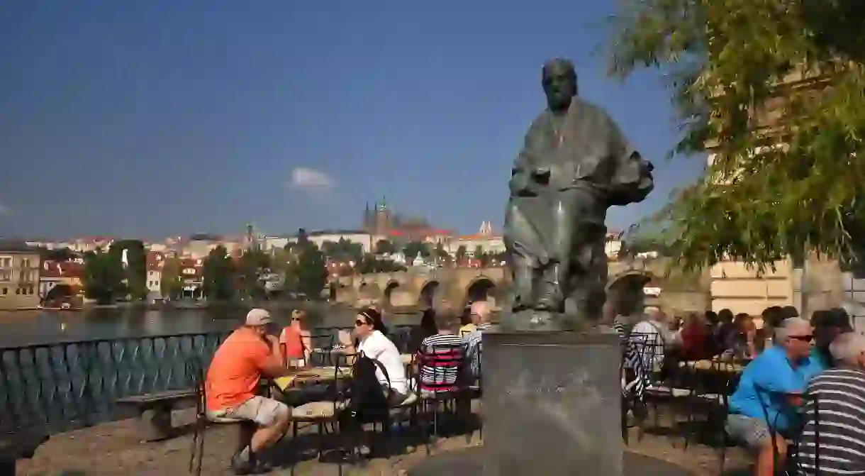 A sunny spot by the Vlatava River in Prague, which has a bar to suit every taste