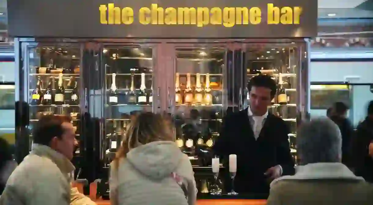 The champagne bar at St Pancras is the perfect spot for the pre-transit tipple