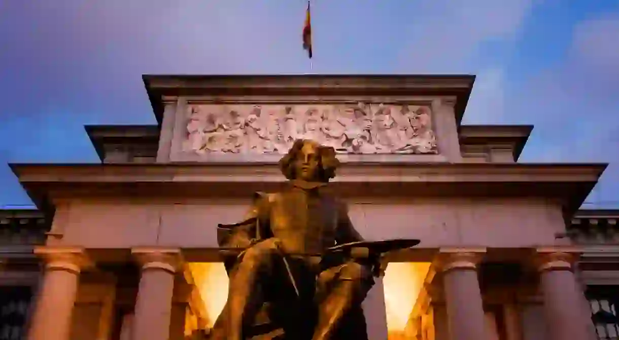 Velazquez statue in front of the Prado Museum in Madrid